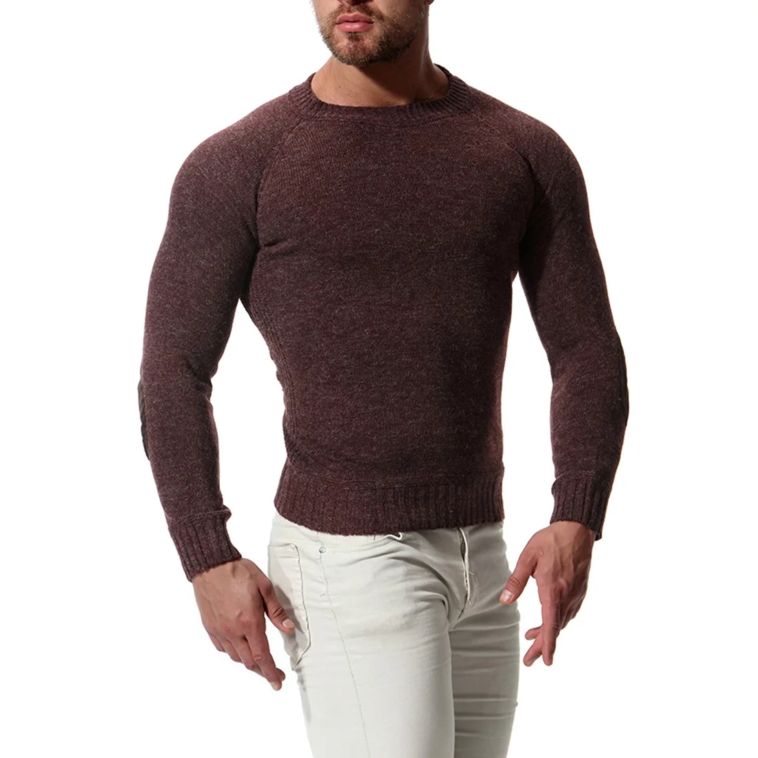 Новинка осени 2020 мужской свитер с круглым вырезом Одноцветный тонкий теплый