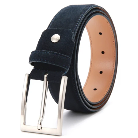 Замши мужская ремни пряжкой мода ремень из натуральной кожи классический стиль - Цвет: Navy blue