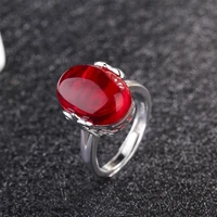 yanleyu ruby emerald sapphire gemstone rings for women wedding engagement party jewelry 925 sterling silver open ring pr410