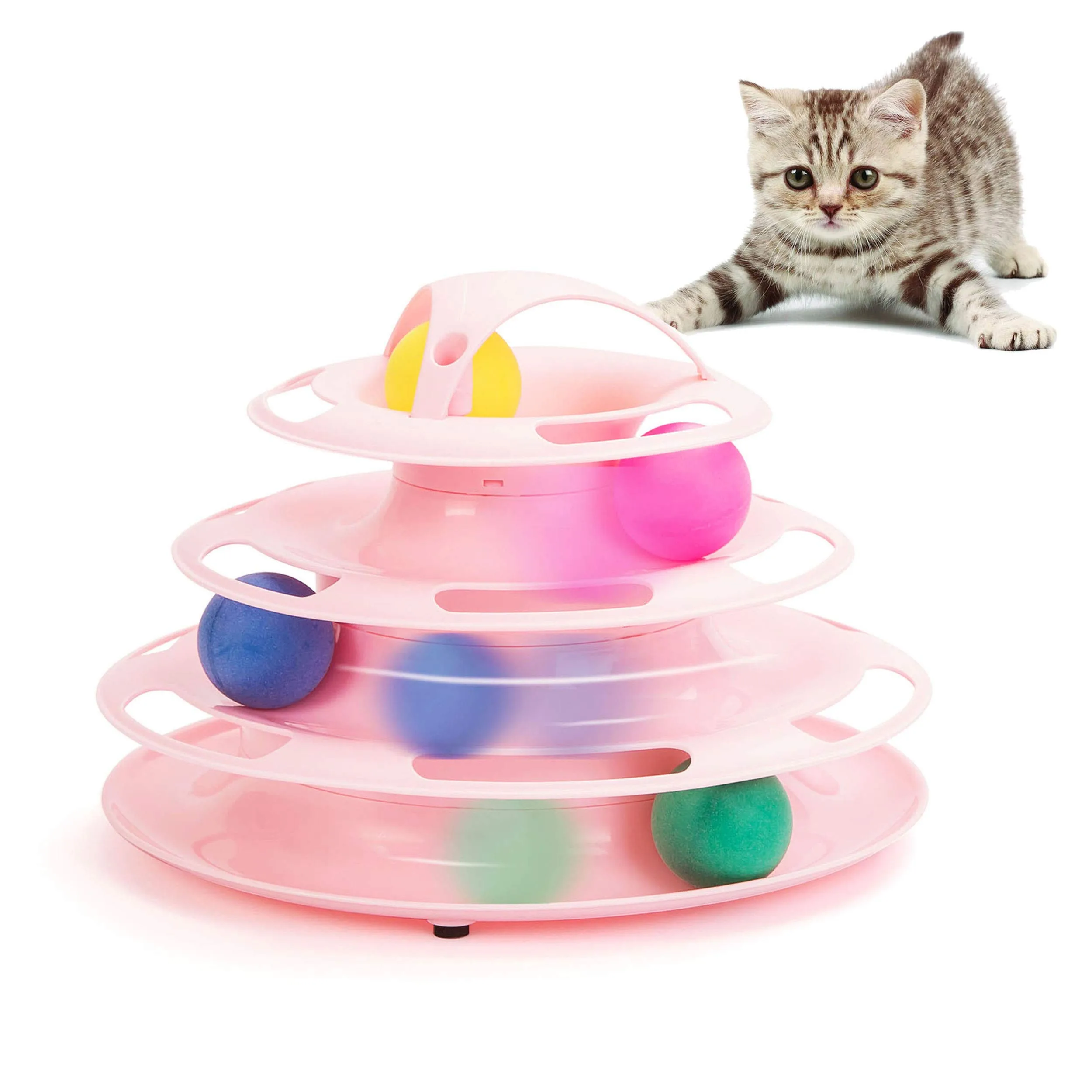 

Tower Tracks Cat Toy Interactive Turntable Roller Pet Puzzle Circle Tracking Ball Inelligence Training Supplies for Cats Kitten