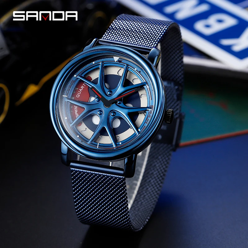 2020 SANDA мужские модные ультра тонкие часы простые деловые кварцевые с сетчатым