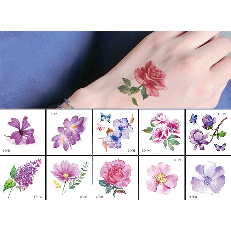 Мини боди арт водонепроницаемые Временные татуировки для женщин Красота цветок