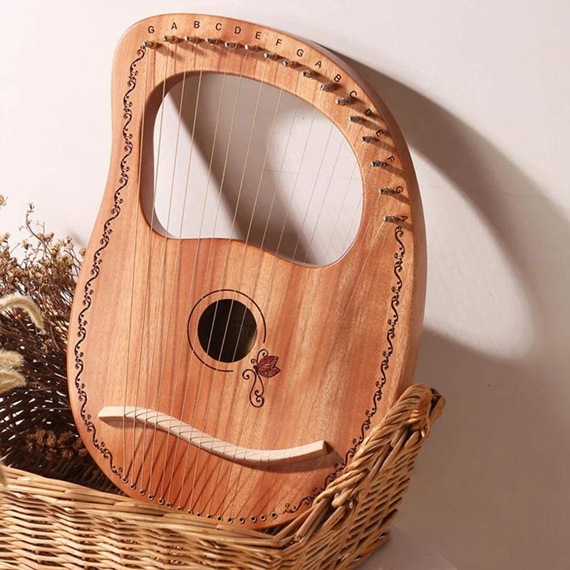 

Lyre Harp 16 Strings Harp Portable Small Harp with Durable Steel Strings Wood String Musical Instrument