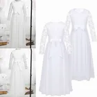 Для детей в возрасте от 4 до 14 лет платье для девочки, держащей букет невесты кружевное платье принцессы вечерние длинное вечернее платье для детей; Платье для первого причастия для девочек-гостей на свадьбе, одежда для девочек