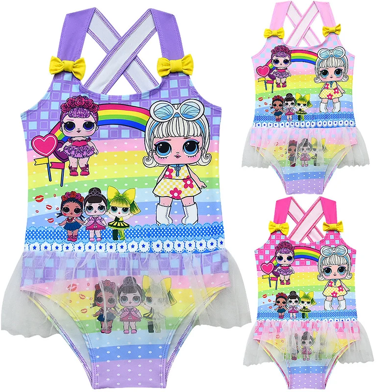 2020 купальный костюм для маленьких девочек с милым мультяшным принтом Купальные