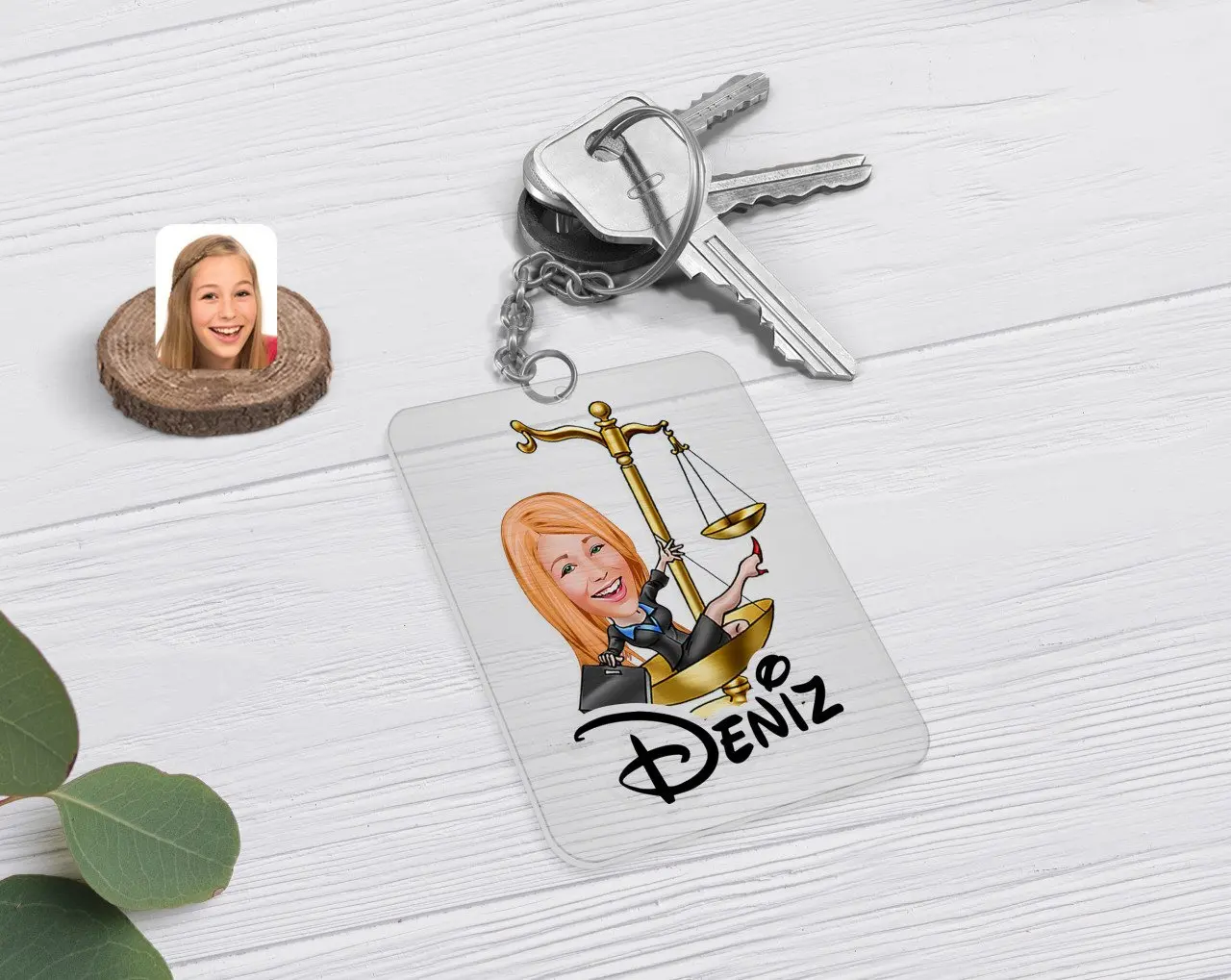 

Personalized Women 'S Attorney Caricature Of Transparent Plexiglass Anahtarlık-3