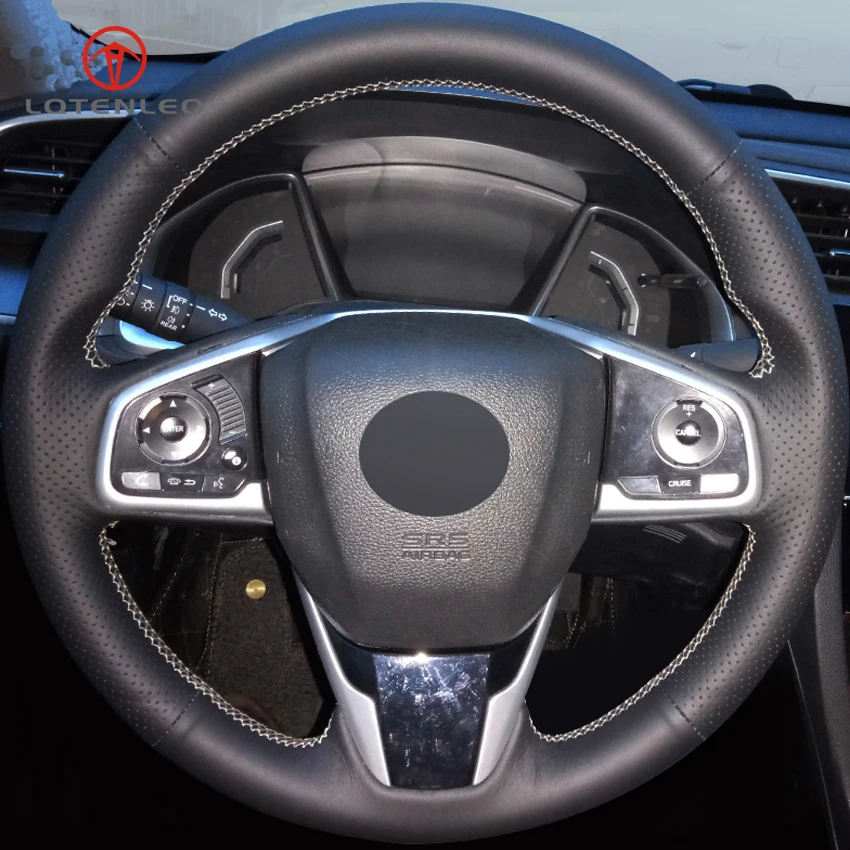 

LQTENLEO Black Artificial Leather Steering Wheel Cover for Honda Civic Civic 10 2016-2019 CRV CR-V 2017-2019 Clarity 2016-2018