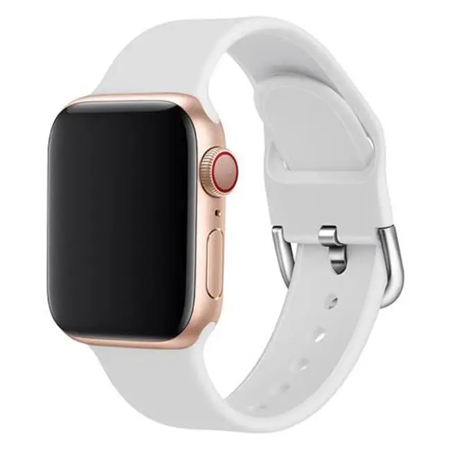 white Силиконовый ремешок для наручных часов apple watch группа 44 мм 40 мм apple watch 5 4 ремешок 42 мм, 38 мм, версия наручных часов iwatch серии 5/4/3/2, correa, браслет - Цвет ремешка: white