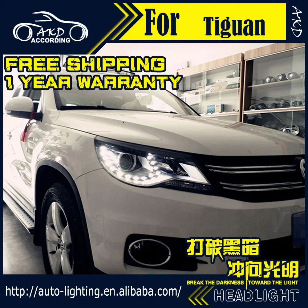 AKD автостайлинг фары для VW Tiguan 2010 2012 светодиодный ные H7 D2H Hid опция ангельский глаз