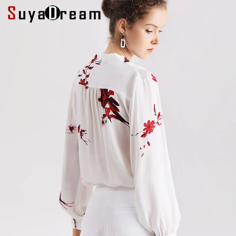 Женская блузка 100% настоящий шелк С короткими рукавами Воротник с трепетом Блузка