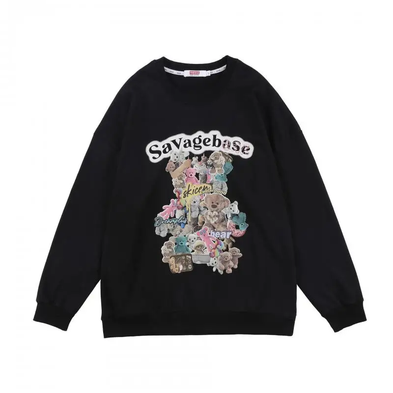 Японский ретро медведь для влюбленных осень и зима плюс бархатный плотный свитер