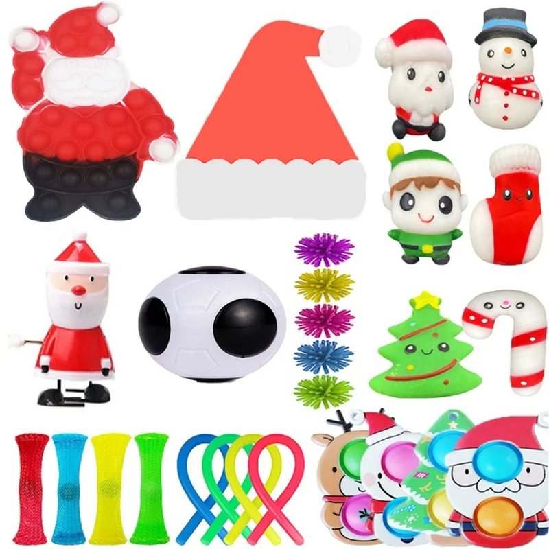 

27pcs Santa Claus Decompression Artifact Toy Set Hand Autism Puzzle Antistress Relaxing Creative Christmas Gift for Kids Adults