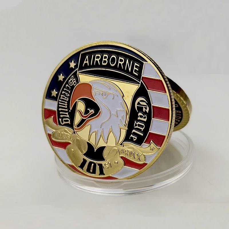 

2021 NEW Commemorative COINS Airborne Eagle National Flag Gold Plated Acrylic Shelf