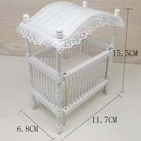 a05 x002 children baby gift toy 112 dollhouse mini furniture miniature rement doll accessories white luxury lace baby bed 1pcs