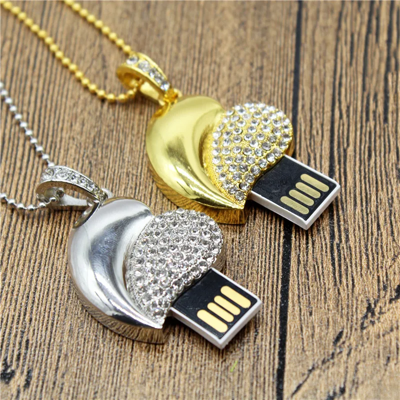 TEXT ME металлический золотой серебряный кристалл сердце любовь 4 ГБ 8 16 USB флэш