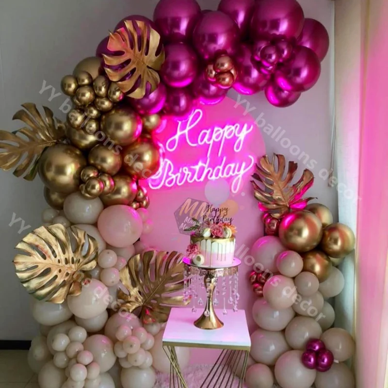 

Latex Balloon Garland Sandy White Wedding Birthday Party Decor Chrome Pink Balloon Arch Kit Baby Shower Holiday Event Decoration