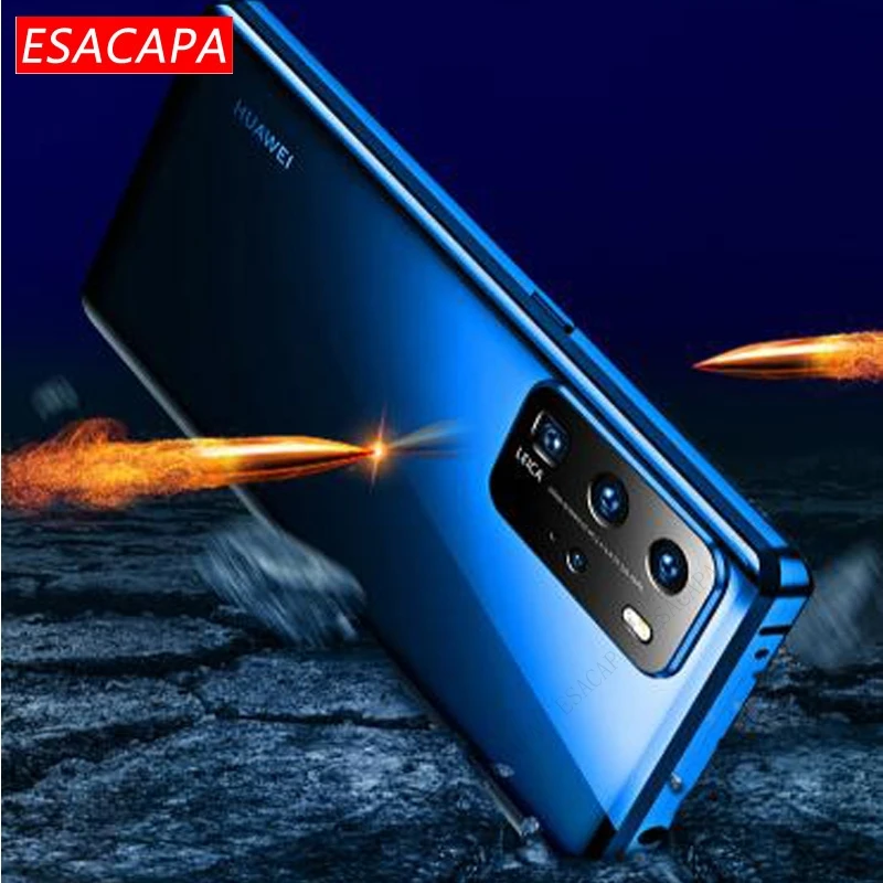 360 magnetic adsorption metal phone case for huawei p40 pro plus double sided tempered glass shockproof cover for huawei p30 pro free global shipping