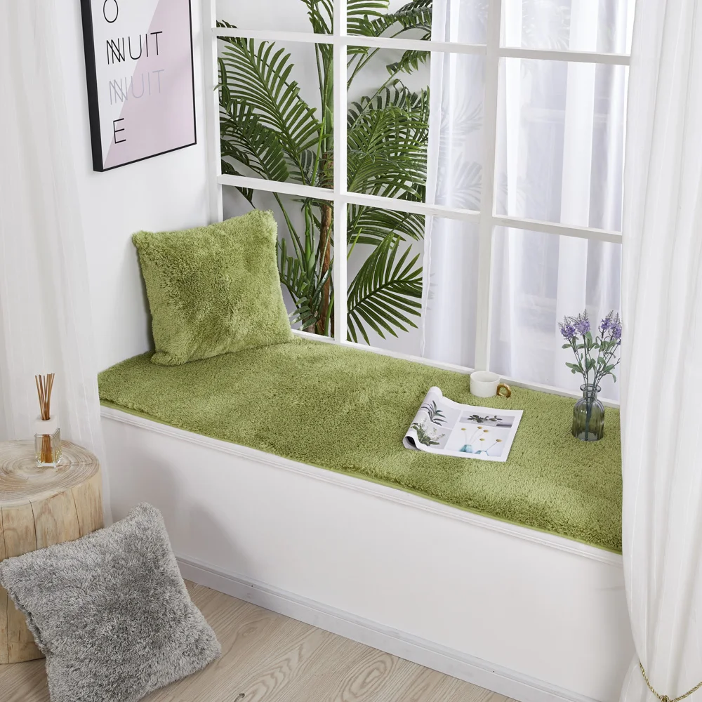 Nordic Solid Color Bay Window Mat Soft Fluffy Silky Velvet Grass Bedroom Bedside Area Rug Kids Play Khaki Living Room Carpet | Дом и сад