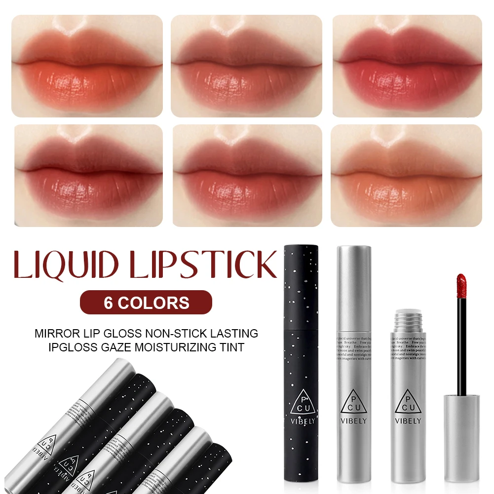 

6 Colors Liquid Lipstick Mirror Lip Gloss Non-Stick Lasting Lipgloss Glaze Moisturizing Tint Lip Tint Beauty Cosmetic