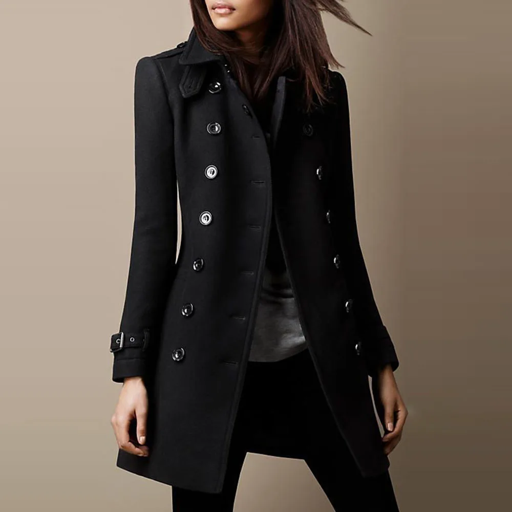 

Goth Woman Jackets 2021 New Fashion Spring Autumn Warm Slim Overcoats Female Long Sleeve Casual Black Coats Office Work Lady