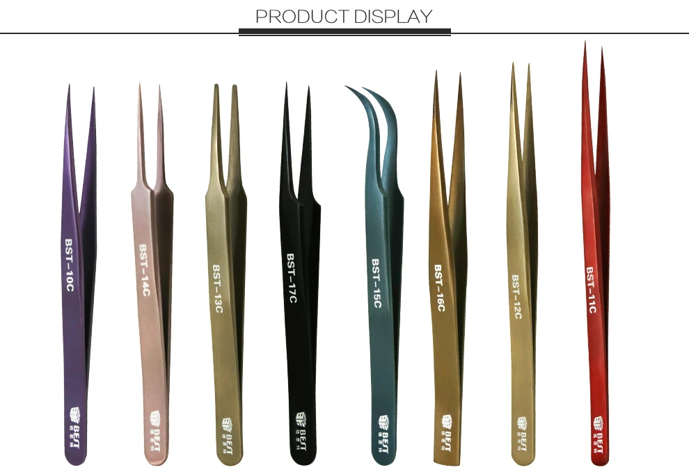 Пинцет для наращивания ресниц лучшие красочные из нержавеющей стали