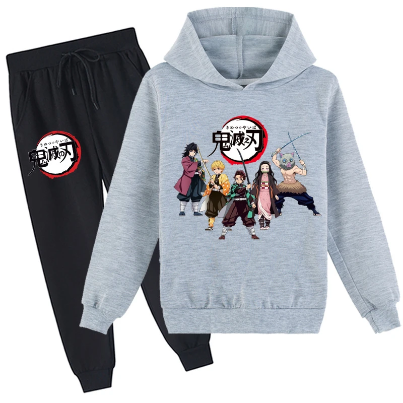 

Demon Slayer Cosplay Costumes Jacket with Hat Hoodies Printing Sweatshirts Pants Suit Anime Child COS Apparel Christmas Gift