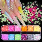 1 коробка флуоресцентные бабочки блестки для ногтей УФ Гель-лак хлопья блестки для ногтей звезды блеск розовое золото сахар най