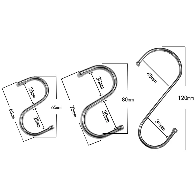 

Carbon Steel S-type Hook Warehouse Items Use The Hook Convenient Load Bearing Strength Is Not Easy To Deformation Hook 3pcs