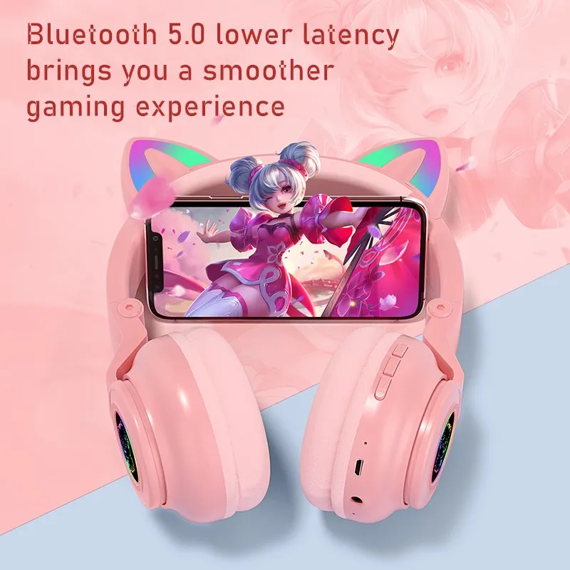 Беспроводные игровые Bluetooth наушники со светодиодный Ной подсветкой гарнитура с