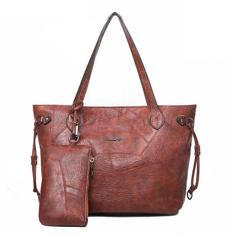 

Women Purses and Handbags Large Capacity Tote Bag 2 Sets High Quality Solid Color Casual Bags PU Leather Shoulder Bags