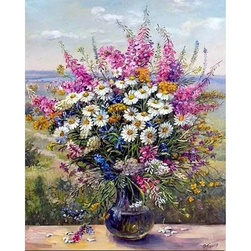 

60x75cm Paint By Numbers Kits DIY Flowers Oil Painting By Numbers On Canvas Frameless Digital Handpaint Home Decor