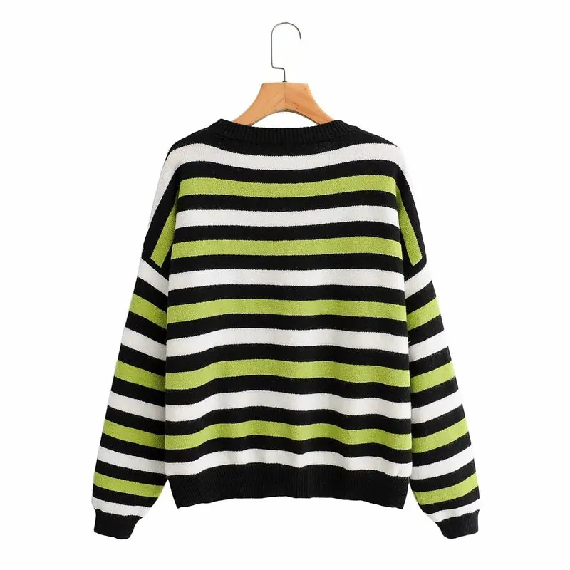 Женское Полосатое платье-свитер унисекс осенне-зимний вязаный теплый джемпер