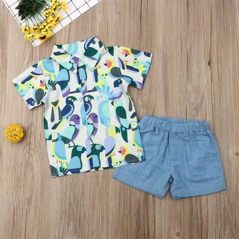 Футболка с коротким рукавом для маленьких мальчиков топ короткие штаны комплект
