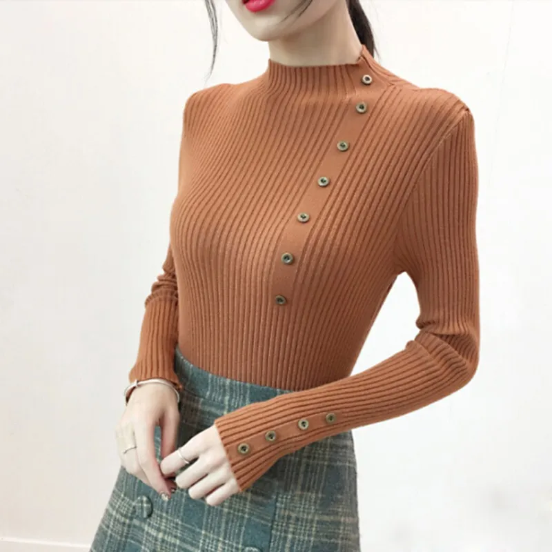 2019 женский элегантный новый стиль модный дизайн шеи длинный рукав вязаный свитер