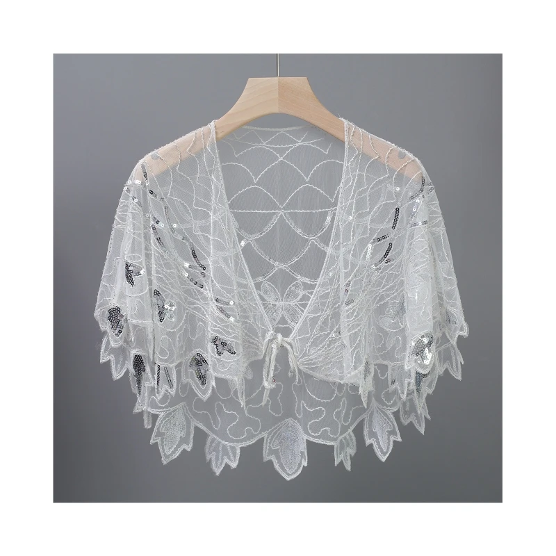 

Женская сетчатая шаль, тонкая дышащая Короткая шаль на шнуровке для латиноамериканских танцев, современных танцев, блестящая накидка с бус...