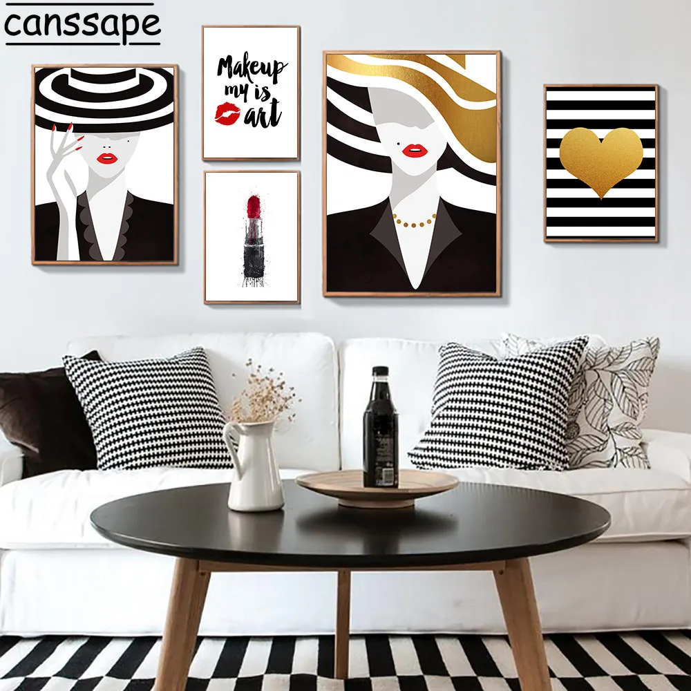 Постеры и принты для макияжа Vogue Girl Настенная картина краска помада холст печать