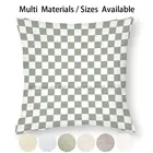 Большая наволочка в стиле пустыни, серо-зеленая и белая подушка в клетку, наволочка из хлопка и льна, большие квадраты, шашки