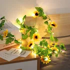 Гирлянда с искусственными цветами, растениями и листьями, 2 м, 20 светодиодов
