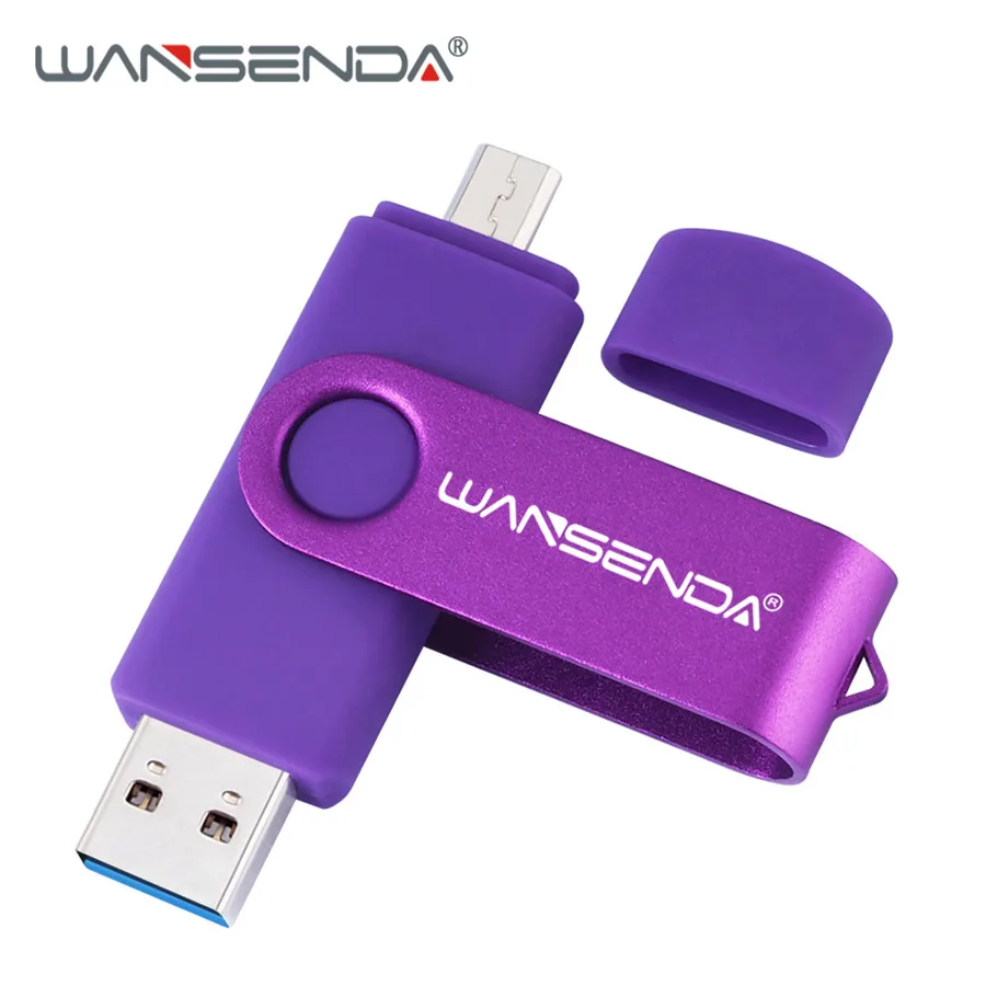 Фиолетовый WANSENDA USB 3,0 OTG USB флеш-накопитель высокоскоростной флеш-накопитель 8 ГБ 16 ГБ 32 ГБ 64 Гб 128 ГБ 256 ГБ Микро-флеш-накопитель USB карта памяти - Цвет: Фиолетовый