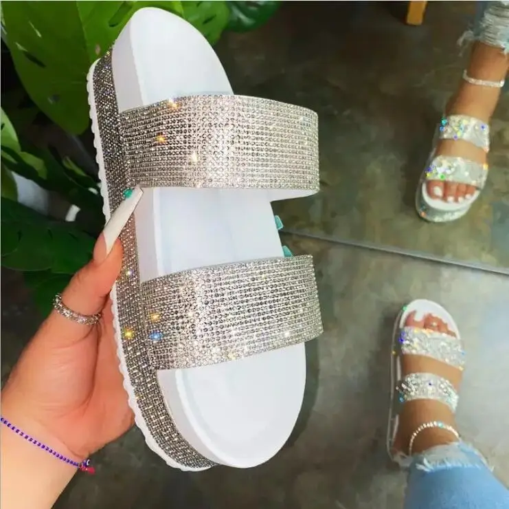 Весна/Лето 2020 женское Двухслойное Стразы сандалии с пряжками за пределами дикий