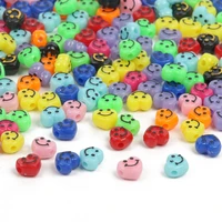 100pcslot 10x9mm mixed color love heart acrylic beads smiling face loose spacer beads for jewelry making diy bracelet necklace