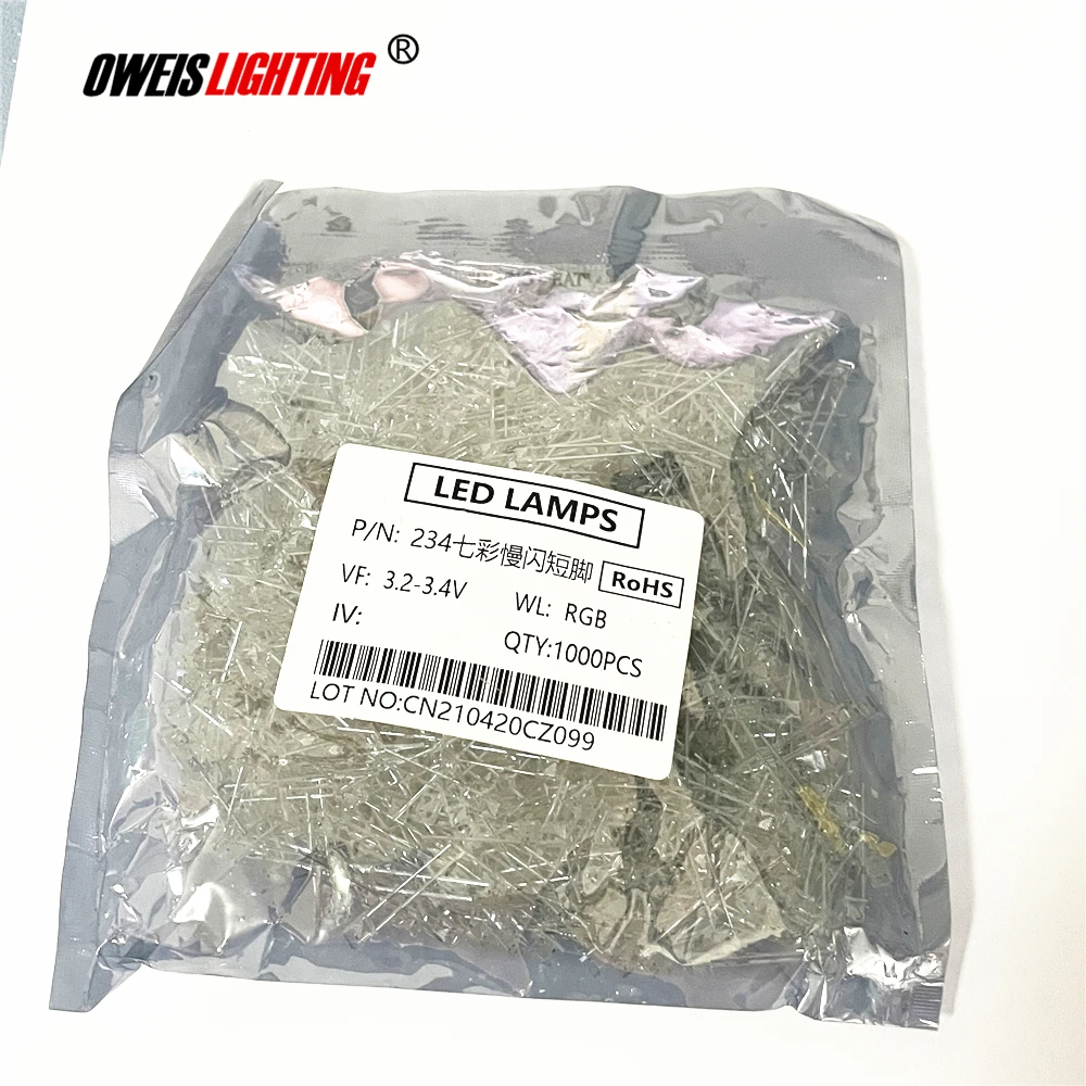 

1000PCS 234 RGB SLOW FLASH DIP LED ( short ) 2*3*4mm Square lamps Self-flashing 3.2-3.4v 20mA 800-1000mcd light beads 2*3*4