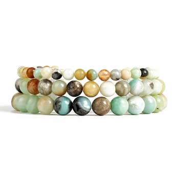 4/6/8/10mm Natural Stone Bracelet Multicolor Amazonite Beads Bracelets Healing Yoga Charm Bangles Women Men Energy Jewelry Gift