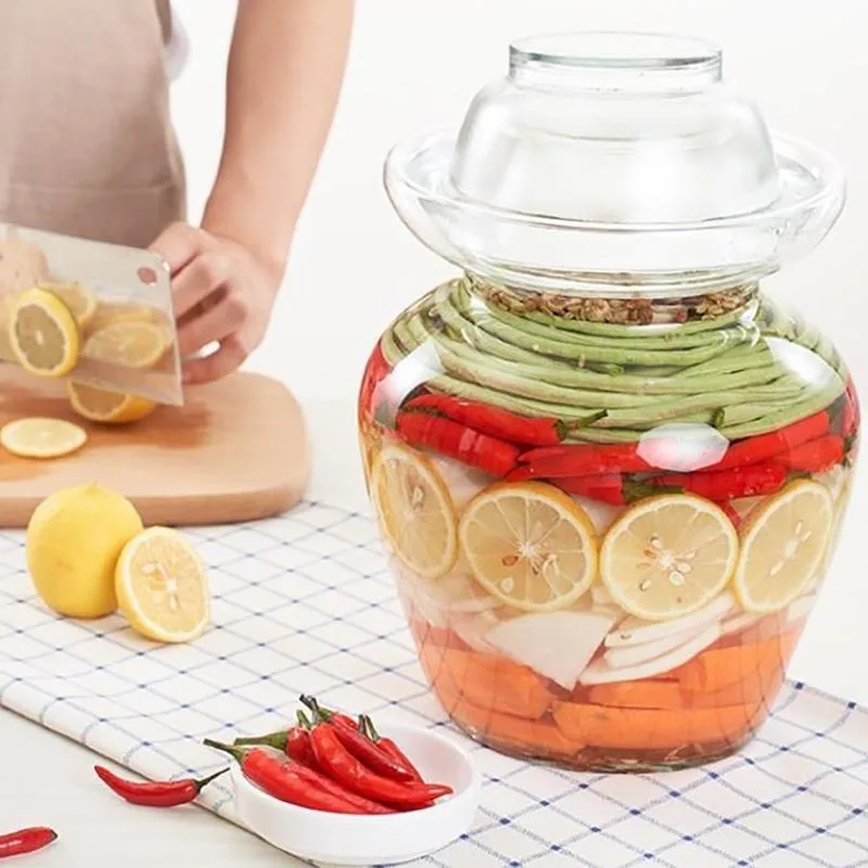 

Chinese Korean Transparent Glass Kimchi Jar Household Pickle Jar Kimchi Container Food Pickling Storage Cans Kitchen Accessories