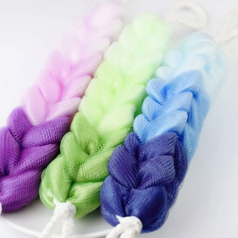 

Back Scrubber Body Exfoliating Exfoliate Shower Sponge Stretchy Braids Flower Mesh Washer Skin Care Body Wash Brush Women 3PCS