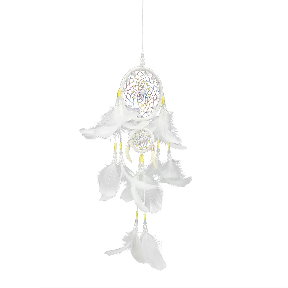 

2pcs Wind Chimes Handmade Indian Net With Feathers Wall Hanging Dreamcatcher Craft Gift Home Decoration 66 cm 816