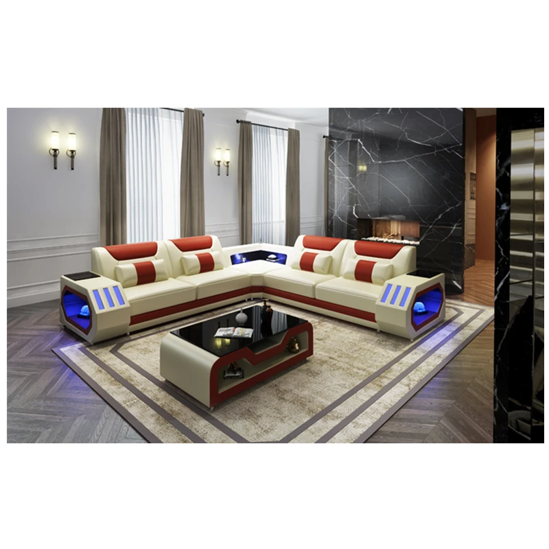 Мебель для гостиной кожаный диван со светодиодными лампами|Диваны гостиной| |