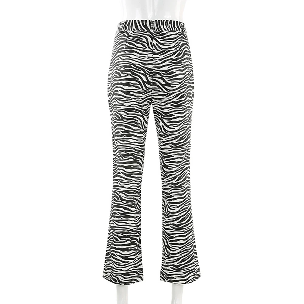 

New Fashion Women Ladies Casual Long Pant Zebra Stripe High Waist Casual Trousers Palazzo Lounge Pants Streetwear