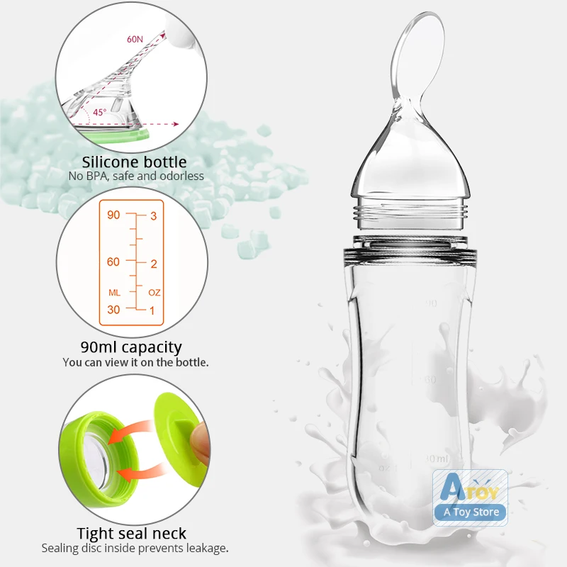 Безопасная бутылочка для кормления новорожденных силиконовая выжимная ложка
