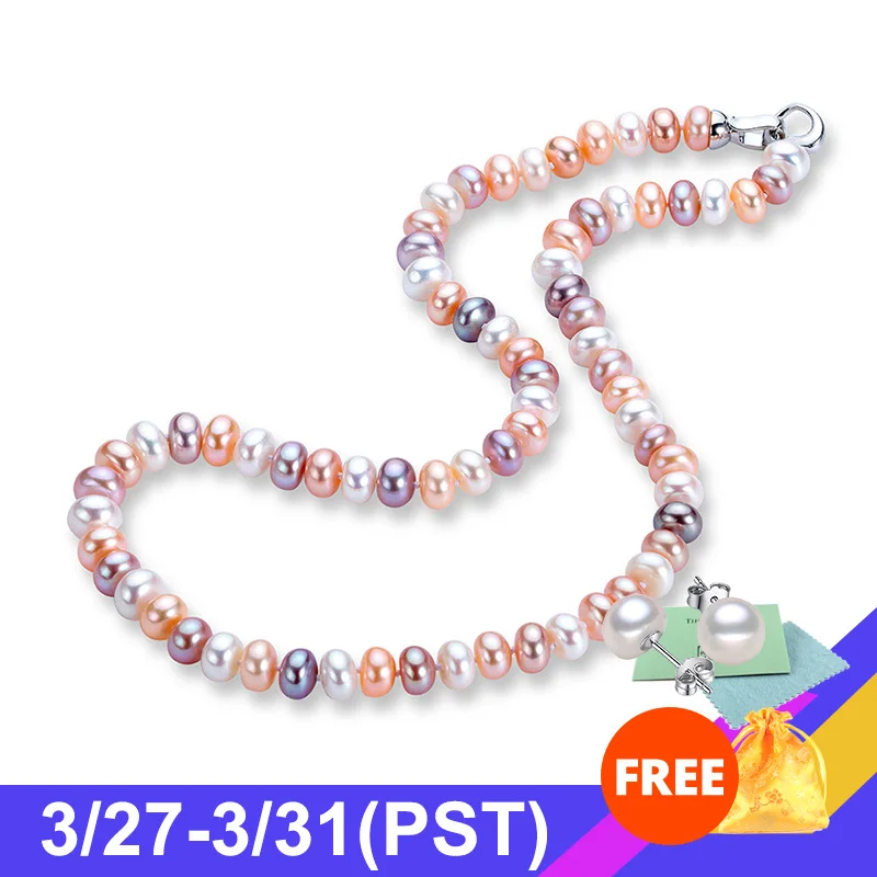 Женское Ожерелье из 100% натурального пресноводного жемчуга элегантные жемчужные